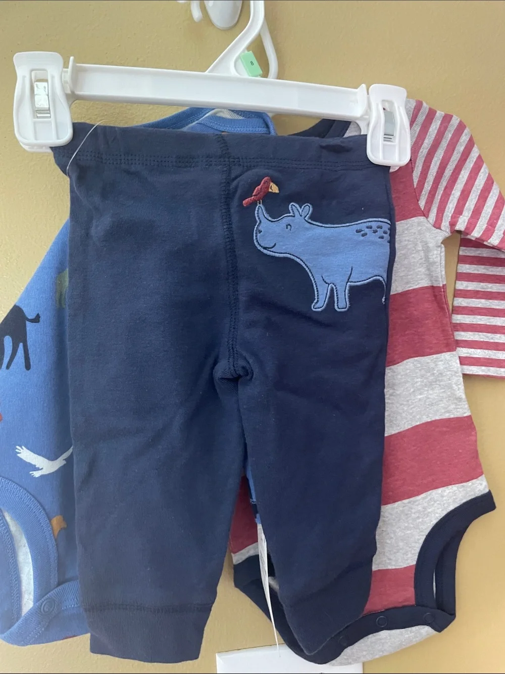 NWT Carter's Blue Animal Print Long-Sleeve One-Piece with Navy Pants